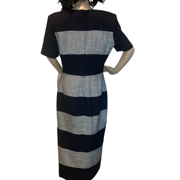 Leslie Lucks Vintage 90s Black Houndstooth Block Maxi Long Dress Size 10 VG - Picture 4 of 6